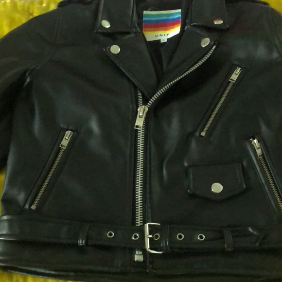 Like new! Unif cropped faux leather moto jacket - Picture 3 of 7